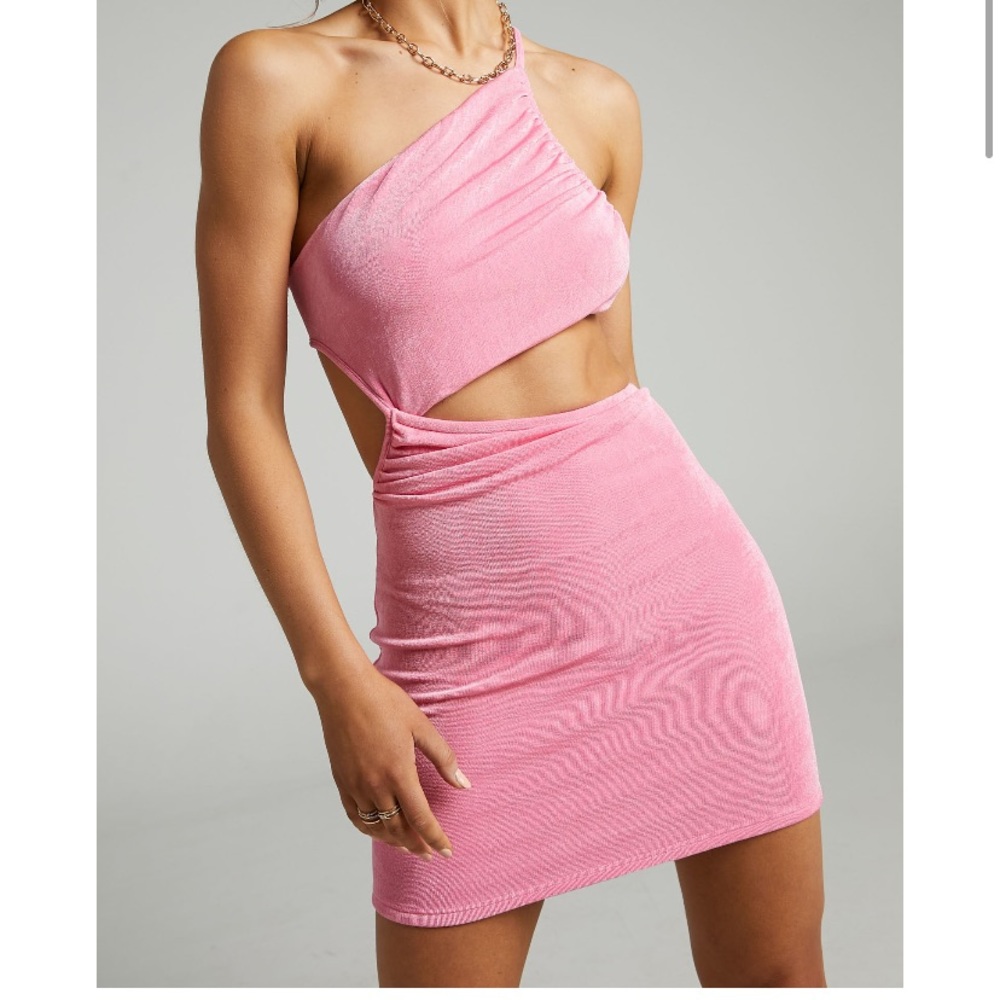 pink cut out dress